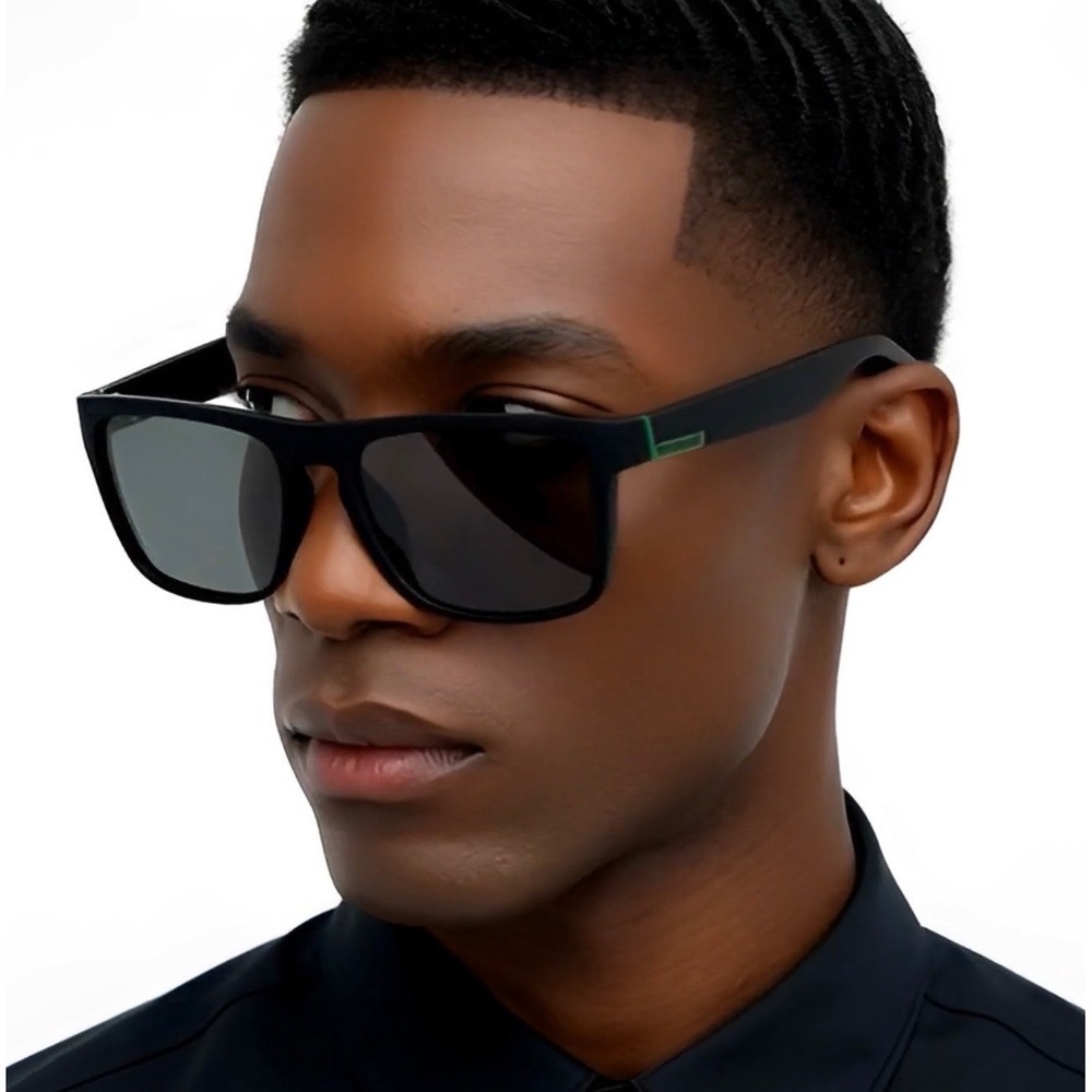 Mens Black Polarized Sunglasses Square Frame Sport Wrap Outdoor Hip Hop Gangster